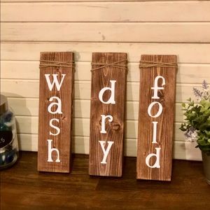 Wash Dry Fold rustic Laundry sign